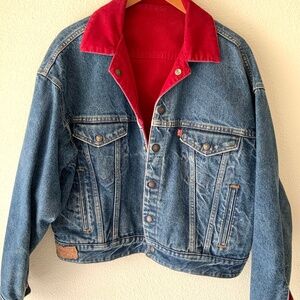 VINTAGE! Levis Trucker Jean Jacket Reversible Corduroy Size M